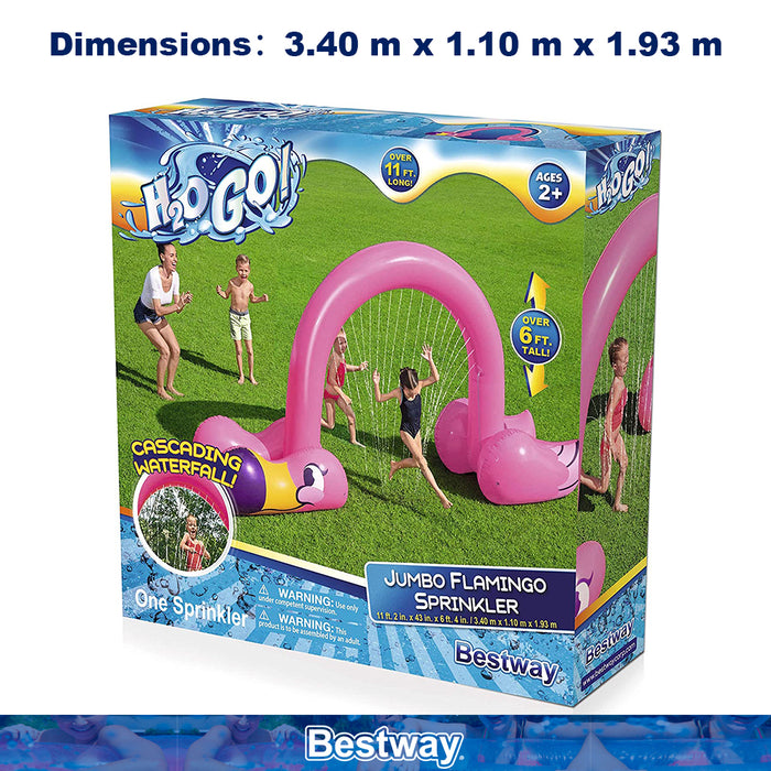 Bestway Inflatable Jumbo Pink Flamingo Sprinkler Spray Arch 3.4x1.1x1.9m