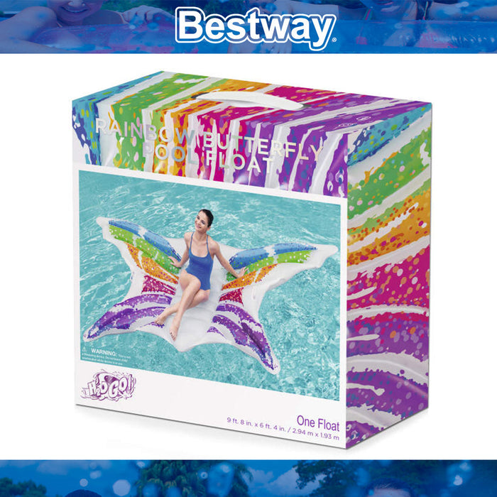 BESTWAY 2.94mx1.93m H2OGO Rainbow Butterfly Pool Float Water Mattress
