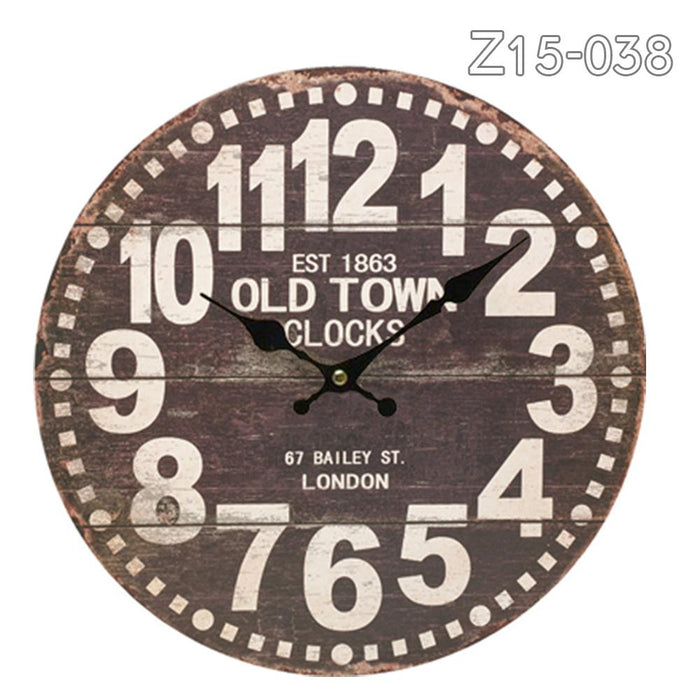 Z15-038 34cm Rustic Vintage Wall Clock Coloured Stylish Design Art Sculpture MDF Boards