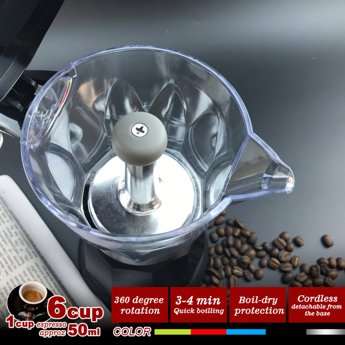 Electric Moka Coffee Maker Espresso Machine Italian Classic 6 Cups Auto Power