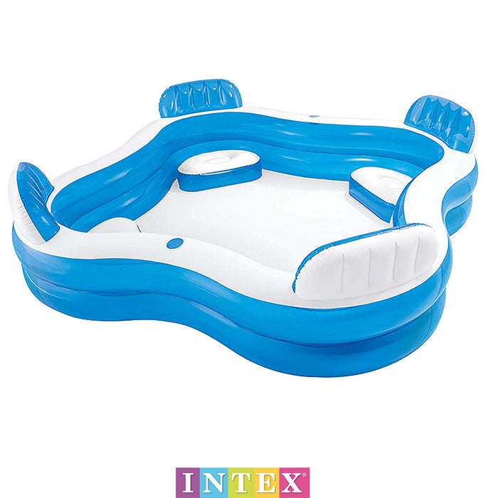 Intex Family Lounge Swimming Pool Centre With 4 Built-in Seats 2 Drinks Holders