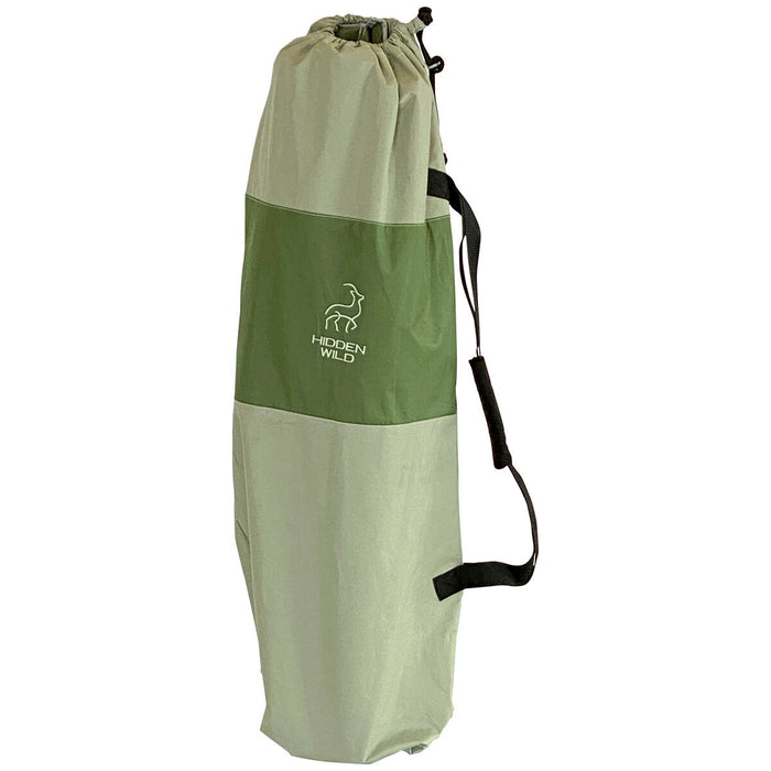 Hidden Wild XL Portable Folding Camp Bed Cot with Carry Bag Instant Open & Close Green