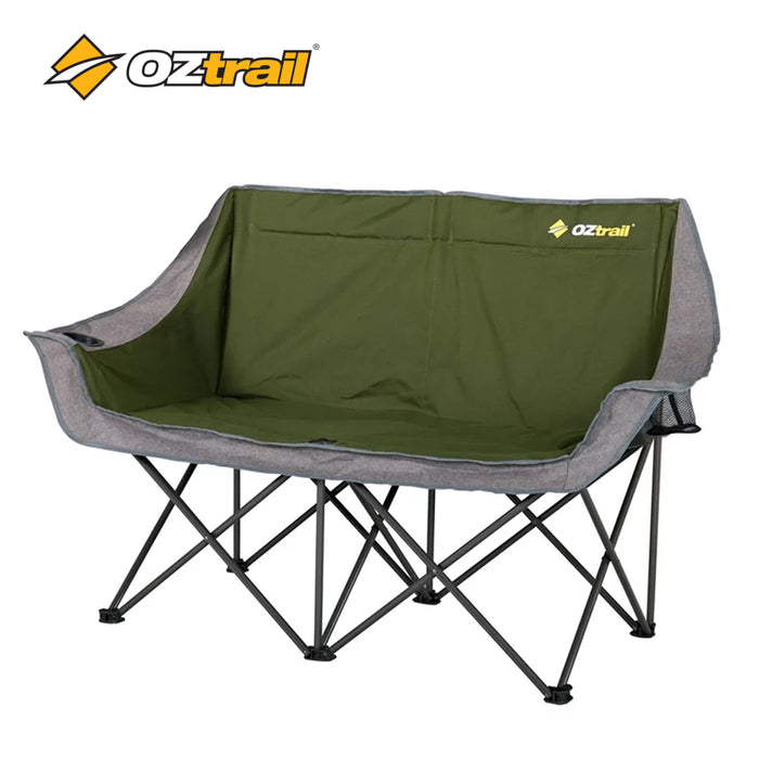 Oztrail Cosmos Folding Double Chair 2 Seater Portabl Outdoor Sofa Moon Chair Arms Picnic Camping