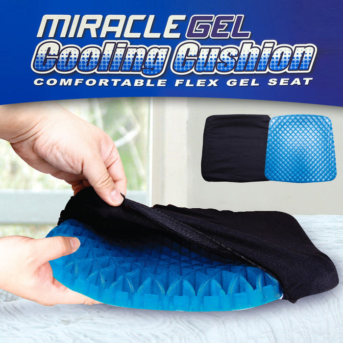 Whole Gel Seat Cooling Cushion Non-Slip Breathable Soft Pad & Washable Cover