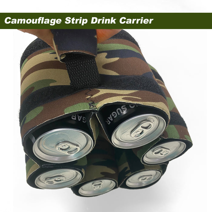 Camouflage Strip Cold Beer Drink Carrier Beach 1-7 Bottle Can Holder Summer