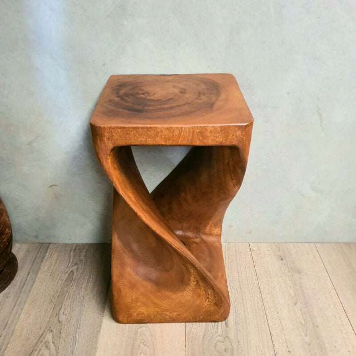The Twist Raintree Wood Side Table/Corner Table/Planet Stand NB Finish