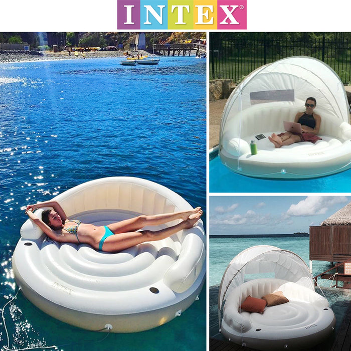 INTEX Shaded Pool Inflatable Island Float Canopy Deluxe Lounge Large 1.99m×1.5m