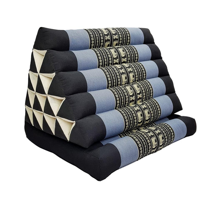 Thai Blue Elephant Triangle Pillow 1 Fold Mattress Cushion Day Bed 100% Kapok Fibre Jumbo Blue