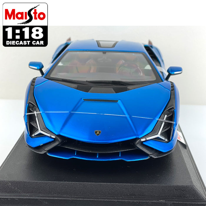 Maisto 1:18 Lamborghini Sian FKP37 Special Edition Metallic Diecast Car Model Pearl Blue