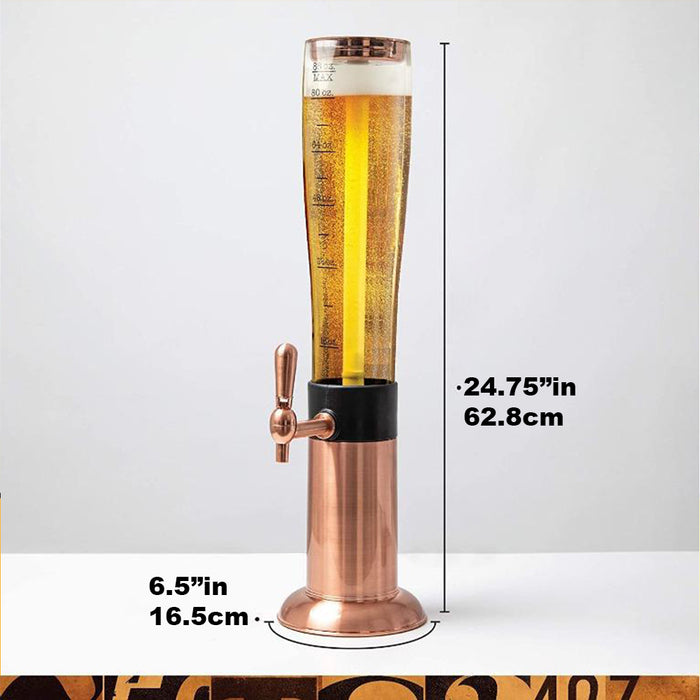 Refinery Beer Tower 2.6L With Tap Ice Drink Dispenser Beverage Bar Tube Copper