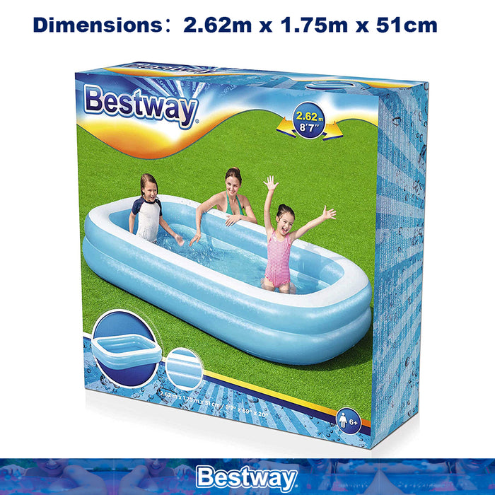 Bestway Inflatable Rectangular Swimming Garden Pool Paddling Family Kids AU STOCK