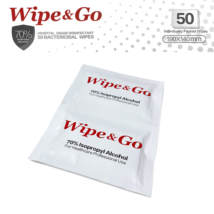 70% IPA Alcohol Wipes Wipe & Go 50~250pc (19x14cm) Hospital Grade Surface Bulk