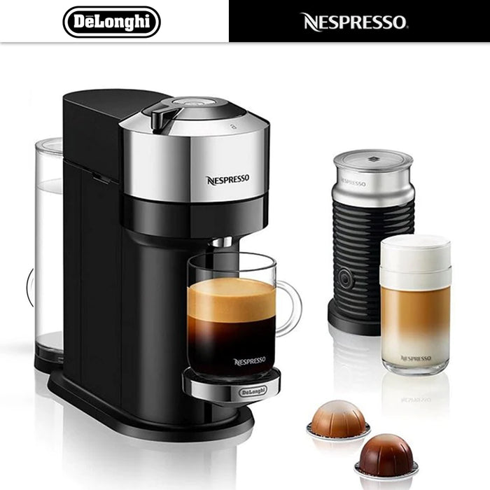 Delonghi Nespresso Vertuo Next Deluxe Coffee Machine With Aeroccino Gold / Silve