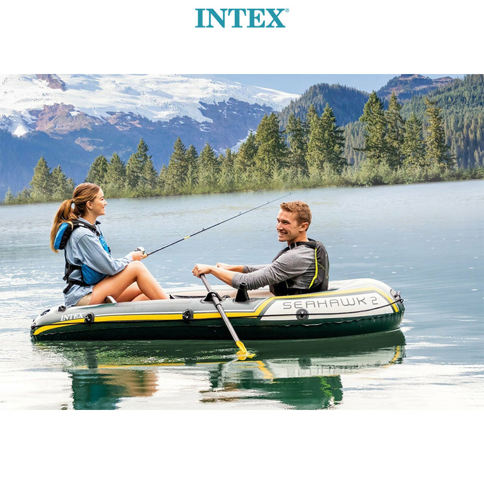 Intex 236cm Seahawk 2 Person Inflatable Floating Sports Boat 2 Oars Pump - Green