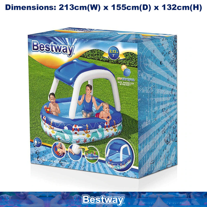 Bestway Inflatable Sun Shade Pool Kids With A Removable Shade Sealife