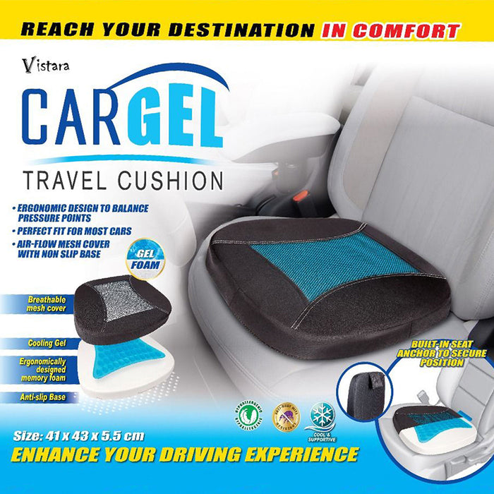 Car Cooling Gel Travel Cushion  With Non-Slip Breathable Mesh Washable Cover