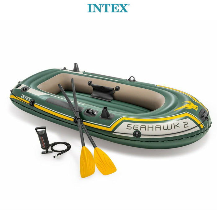 Intex 236cm Seahawk 2 Person Inflatable Floating Sports Boat 2 Oars Pump - Green