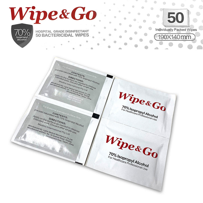 70% IPA Alcohol Wipes Wipe & Go 50~250pc (19x14cm) Hospital Grade Surface Bulk