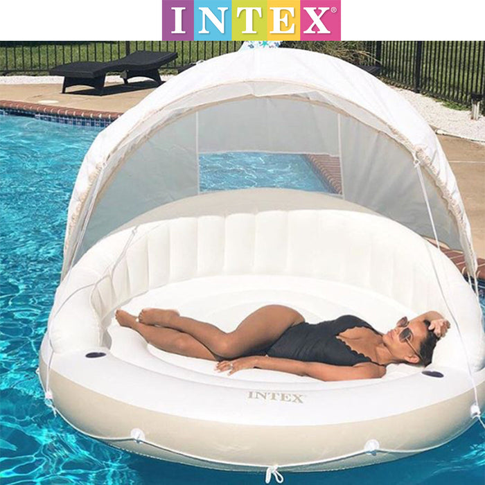 INTEX Shaded Pool Inflatable Island Float Canopy Deluxe Lounge Large 1.99m×1.5m