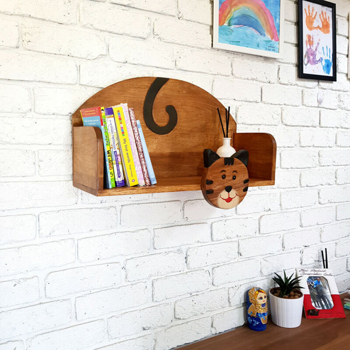 Solid Wooden Kids Floating Wall Mounted Display Shelf Bookshelf Storage Decor