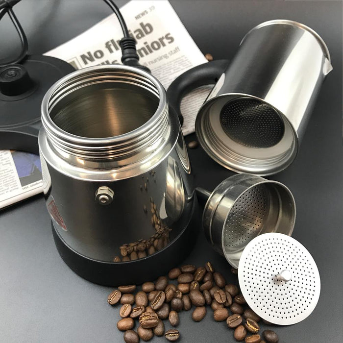 4Cups Electric Espresso Moka Coffee Maker Italian Classic Stainless Steel