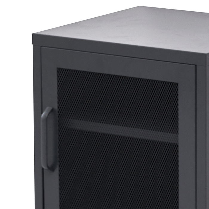ArtissIn Bedside Table Mesh Door Cabinet - Black