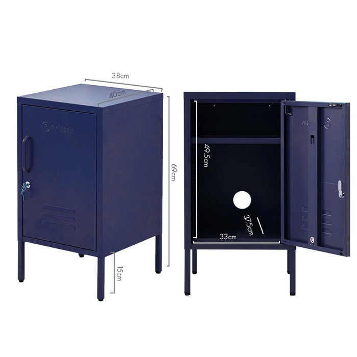 ArtissIn Metal Locker Storage Shelf Filing Cabinet Cupboard Bedside Table Blue