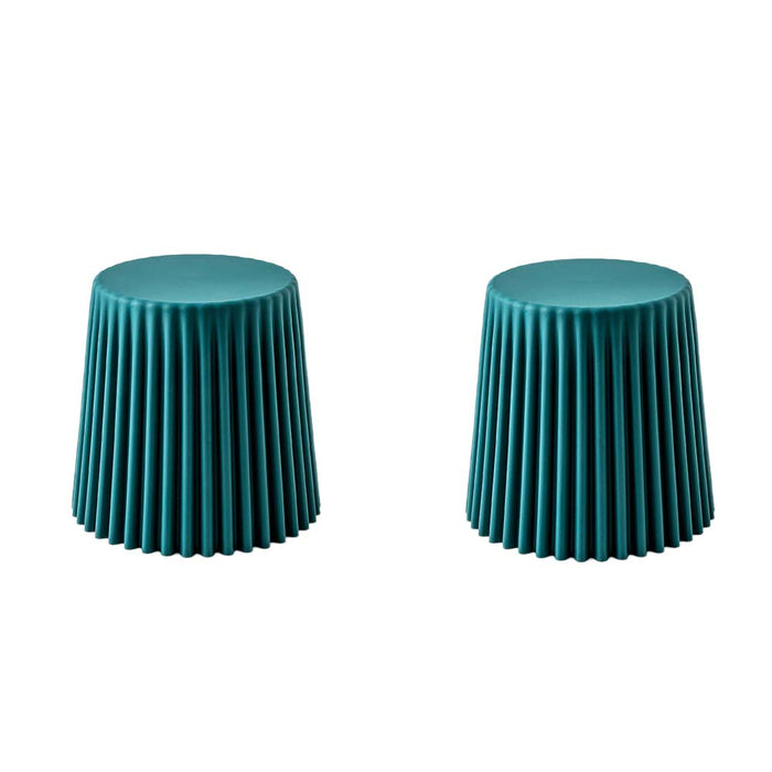 Set of 2 Cupcake Stool Plastic Stacking Stools Chair Outdoor Indoor Commercial-Dark Green