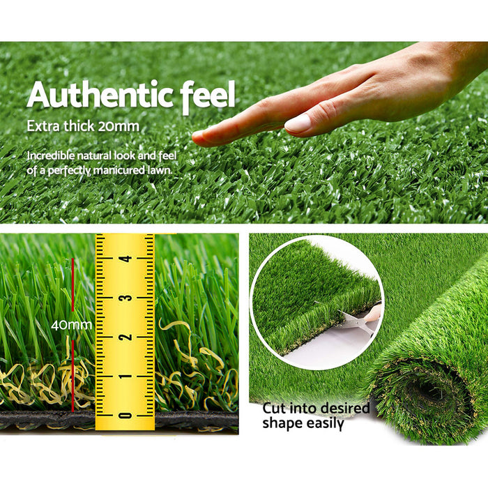 Primeturf Artificial Grass 40mm 1mx10m 10sqm Synthetic Fake Turf Plants Plastic Lawn 4-coloured