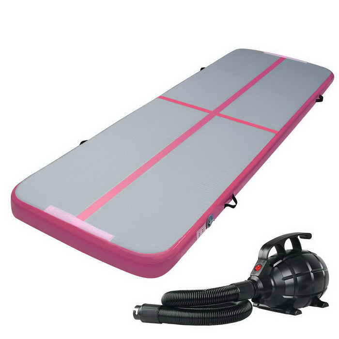 3X1M Inflatable Air Track Mat With Pump Tumbling Gymnastics Training Floor- Pink+Grey