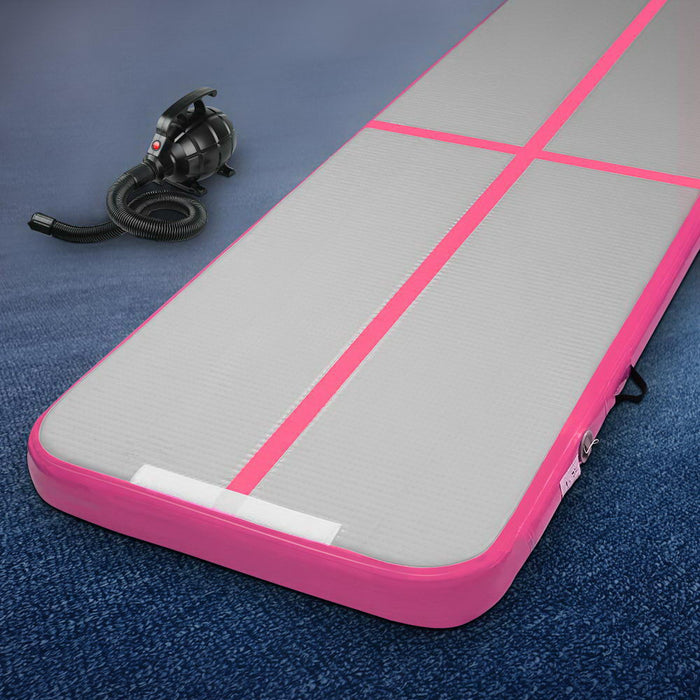 3X1M Inflatable Air Track Mat With Pump Tumbling Gymnastics Training Floor- Pink+Grey