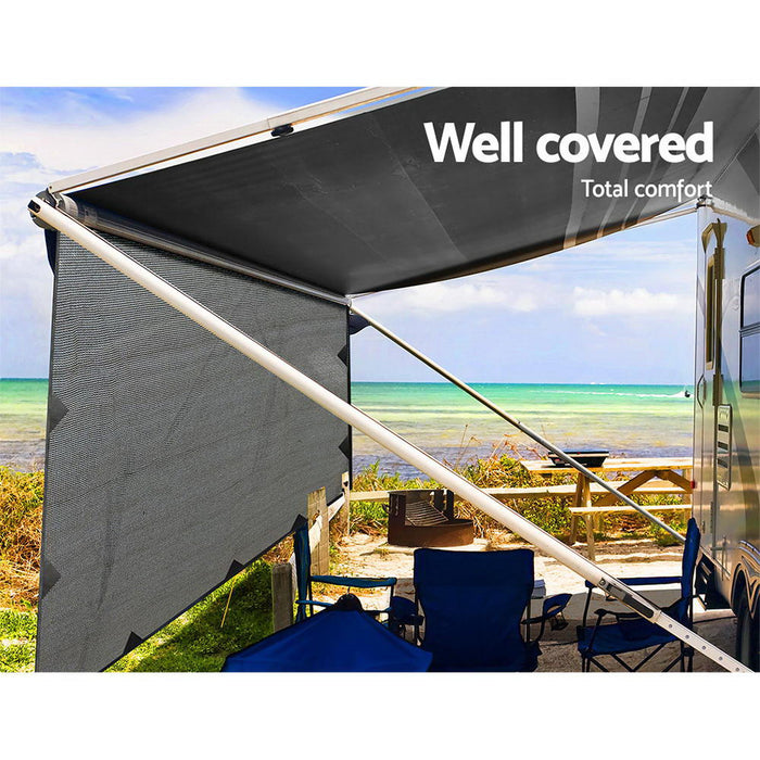 1.95m Roll Out Awning 3.4M Caravan Privacy Screens End Wall Side Sun Shade