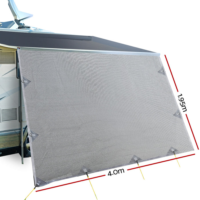 1.95m Roll Out Awning 4.0M Caravan Privacy Screens End Wall Side Sun Shade