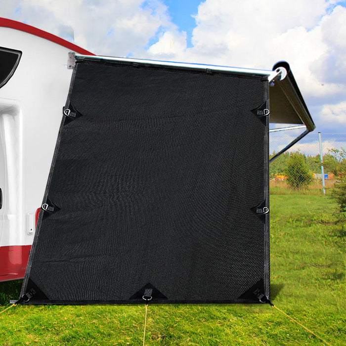 1.95 x 2.2M End Wall Caravan Privacy Screen Or Side Sun Shade Roll Out Black