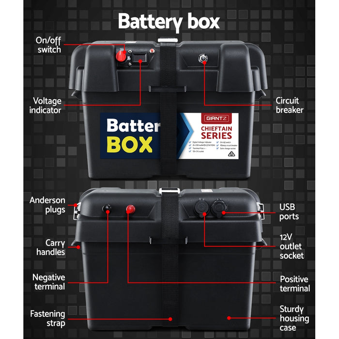 Giantz AGM Deep Cycle Battery 12V 75Ah Box Portable Solar Caravan Camping