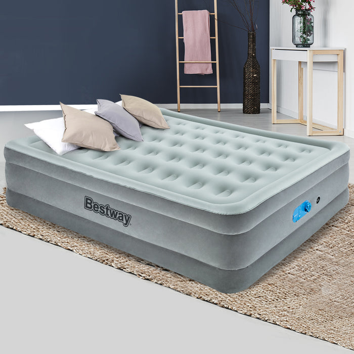 Bestway Queen Air Bed Inflatable Mattress Sleeping Mat Built-in Pump