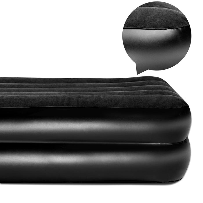 Queen Size Inflatable Air Mattress Bestway Camping Sleepovers Built-in Pump- Black