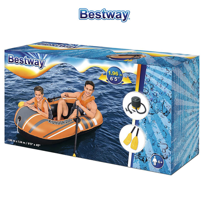 Bestway HydroForce Kondor 2000 Family Fun Summer Inflatable Boat Kids Lake Toys