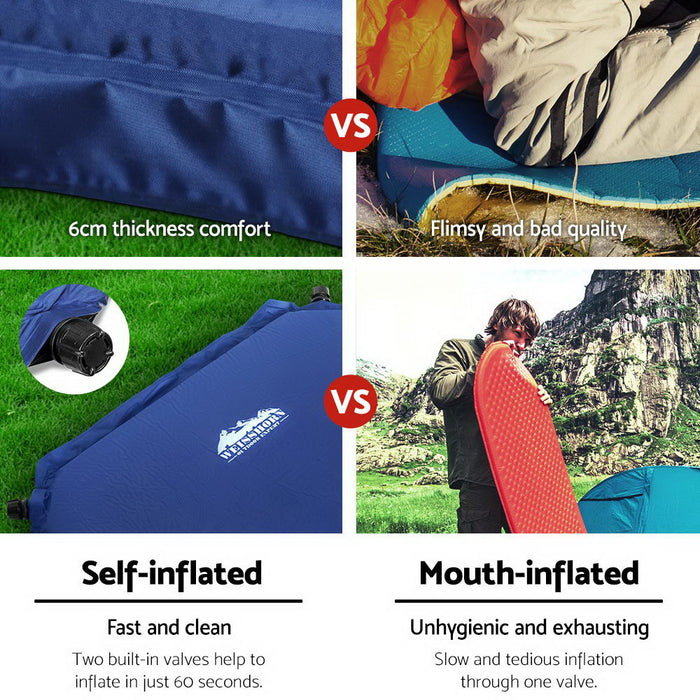 Self Inflating Mattress Weisshorn  Air Bed Camping Hiking Mat- Blue