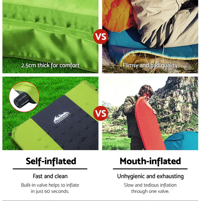 Self Inflating Mattress Weisshorn Air Bed Pad Camping Sleeping Mat Double Green