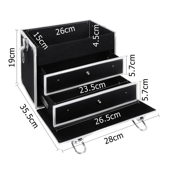 Embellir Portable Cosmetic Beauty Makeup Carry Case With Mirror - Black