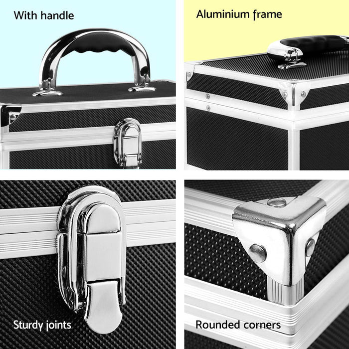 Embellir Portable Cosmetic Beauty Makeup Carry Case With Mirror - Black