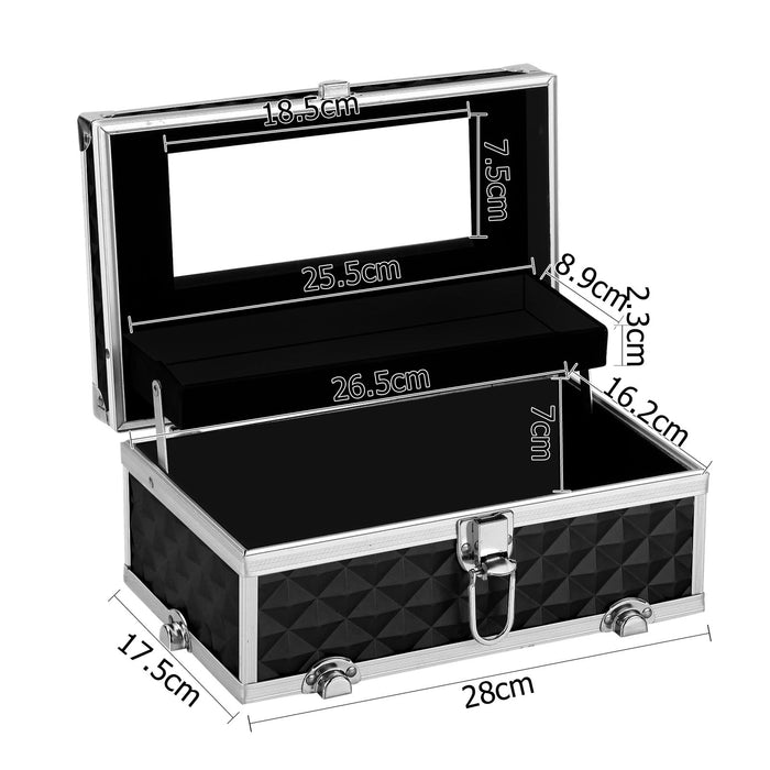 Embellir Portable Cosmetic Beauty Makeup Carry Case With Mirror - Diamond Black