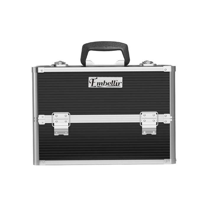 Embellir Portable Cosmetic Beauty Makeup Case With Mirror Carry Organizer- Black