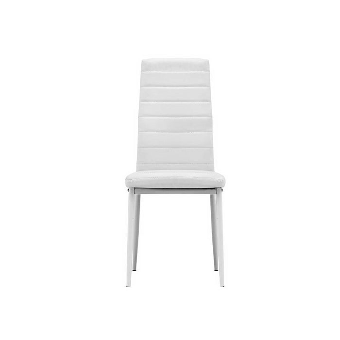 Artiss 5 Piece Dining Table Set Contemporary and Modern Design Glass Top Matt Finish PVC Seat- WhiteHigh Quality