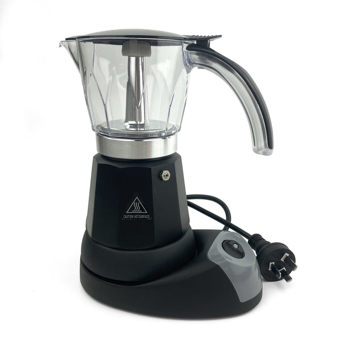 Black Electric Coffee Maker Espresso Machine Italian Classic 6Cups Auto Power