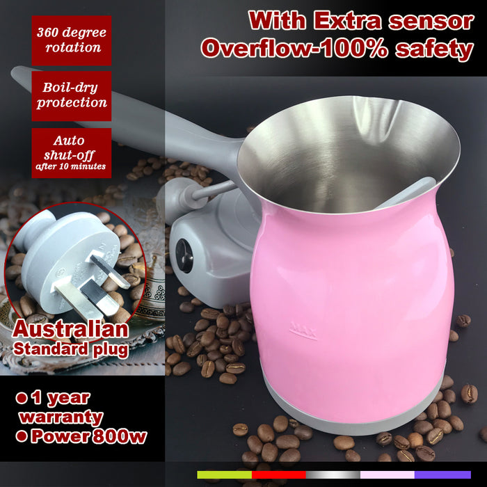 Electric Turkish Greek Arabic Coffee Maker Pot Automatic Sensor Anti Overflow