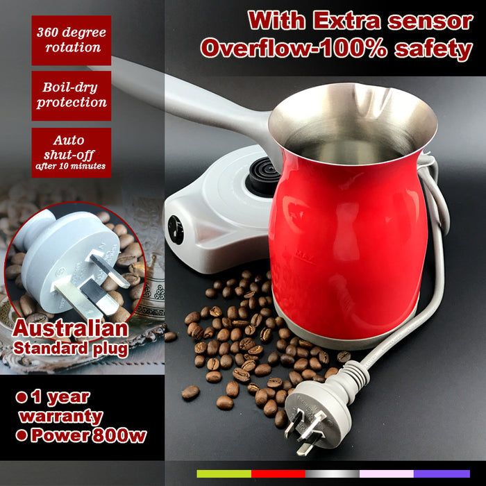 Electric Turkish Greek Arabic Coffee Maker Pot Automatic Sensor Anti Overflow