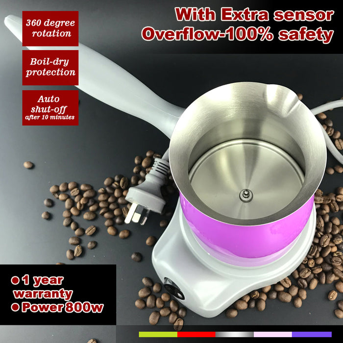 Electric Turkish Greek Arabic Coffee Maker Pot Automatic Sensor Anti Overflow