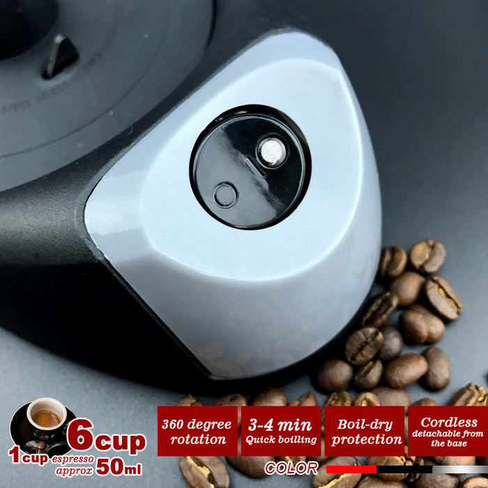 Electric Moka Coffee Maker Espresso Machine Italian Classic 6 Cups Auto Power